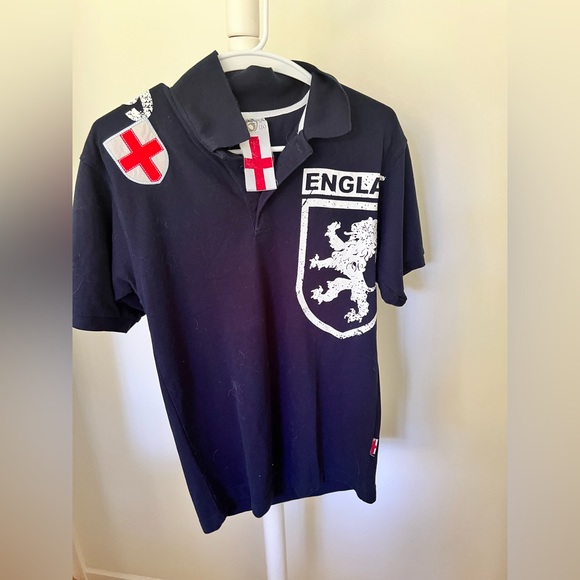 Mens Size Small England Victorious One Goal One Team One Nation Navy Polo Shirt - Picture 2 of 8